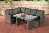 Clp Bermeo Lounge Dining Set - Poly rotan - kleur van 5 mm rotan grijs gemeleerd overtrek antraciet