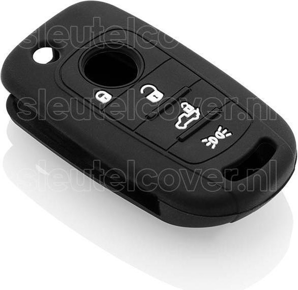 Autosleutel Hoesje geschikt voor Fiat - SleutelCover - Silicone Autosleutel Cover - Sleutelhoesje Zwart