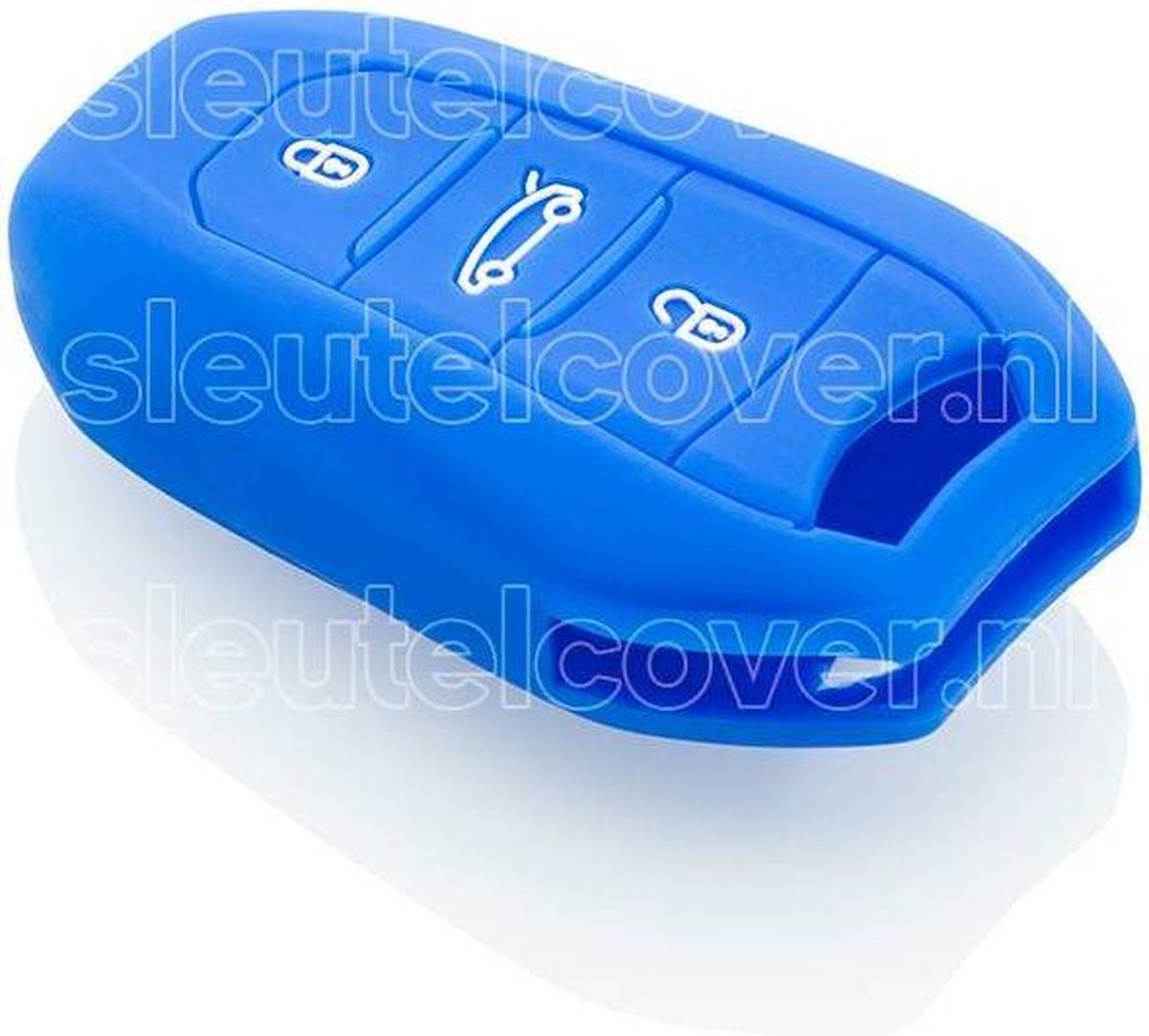 Autosleutel Hoesje geschikt voor Peugeot - SleutelCover - Silicone Autosleutel Cover - Sleutelhoesje Blauw