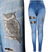 Jeans Legging Dames - Print Uil - Maat L/XL 'Josje'