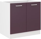 ULTRA Lage keukenkast onder gootsteen L 80 cm - Mat aubergine