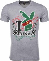 T-shirt - I Love Suriname - Grijs