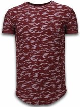 Fashionable Camouflage T-shirt - Long Fit Shirt Army Pattern - Bordeaux
