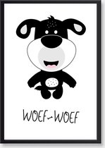 Seldona® Poster kinderkamer Hond - Zwart wit - Scandinavisch design - jongen / meisje - Babykamer posters - A3 formaat (30x40cm) Poster dieren