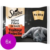 Sheba Multi-Pack Mini Filets Traiteur Pouch - Kattenvoer - 6 x Vlees 4x85 g