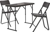Bistroset Bruin 3 delig (Incl LW Fleece deken) - Tuinset - Tuin set - Bistro set - Tuintafel met stoelen