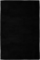 Handgeweven, zacht en effen vloerkleed Cha Cha - zwart - 160x230 cm