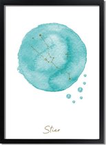 DesignClaud FOLIEDRUK Sterrenbeeld poster Stier – Blauw Formaten: A3 + fotolijst zwart