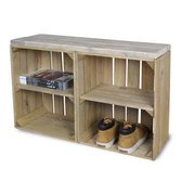 Schoenenrek Bruin Hout - Met legplanken Bruin - Massief Steigerhouten Blad - Incl. Vloerbeschmering - 80x30x53cm