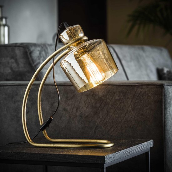 Doe het niet Elegantie Struikelen Moderne tafellamp glas April - Tafellamp goud - Slaapkamer lamp - Bedlamp |  bol.com
