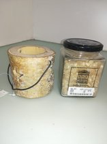 Waxinelichthouder hout + Kristallen in glas - 2 stuks