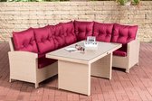 Clp Minari Loungeset - 1,25 mm Poly-rotan - Zand - Overtrek : robijnrood