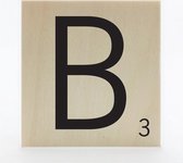 Houten scrabble letter B - 8 x 8 cm