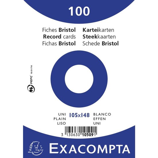 Carte système Exacompta vierge, A6, blanc, 100 pièces