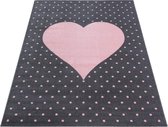 Vloerkleed - Dots & Heart - Rechthoek - Roze