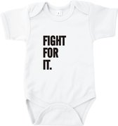 Rompertjes baby met tekst - Fight for it - Wit - Maat 74/80 - Kraamcadeau - Babygeschenk - Romper - Babyshower - Valentijn - Moederdag - Vaderdag