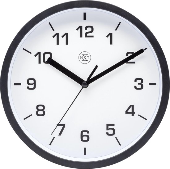 Horloge murale NXT diamètre 20 cm, plastique, noir, cadran blanc