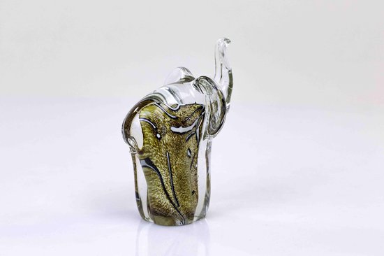 Olifant Beeld Bruin met Wit H12 cm Glas sculptuur | bol.com