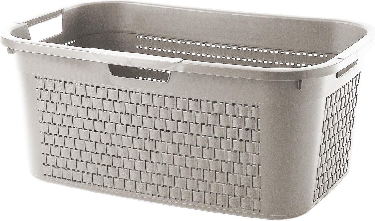 Rotho Country Set van 3 opbergboxen 6l in rotan-look, Kunststof (PP) BPA-vrij, wit, 3 x A5/6l