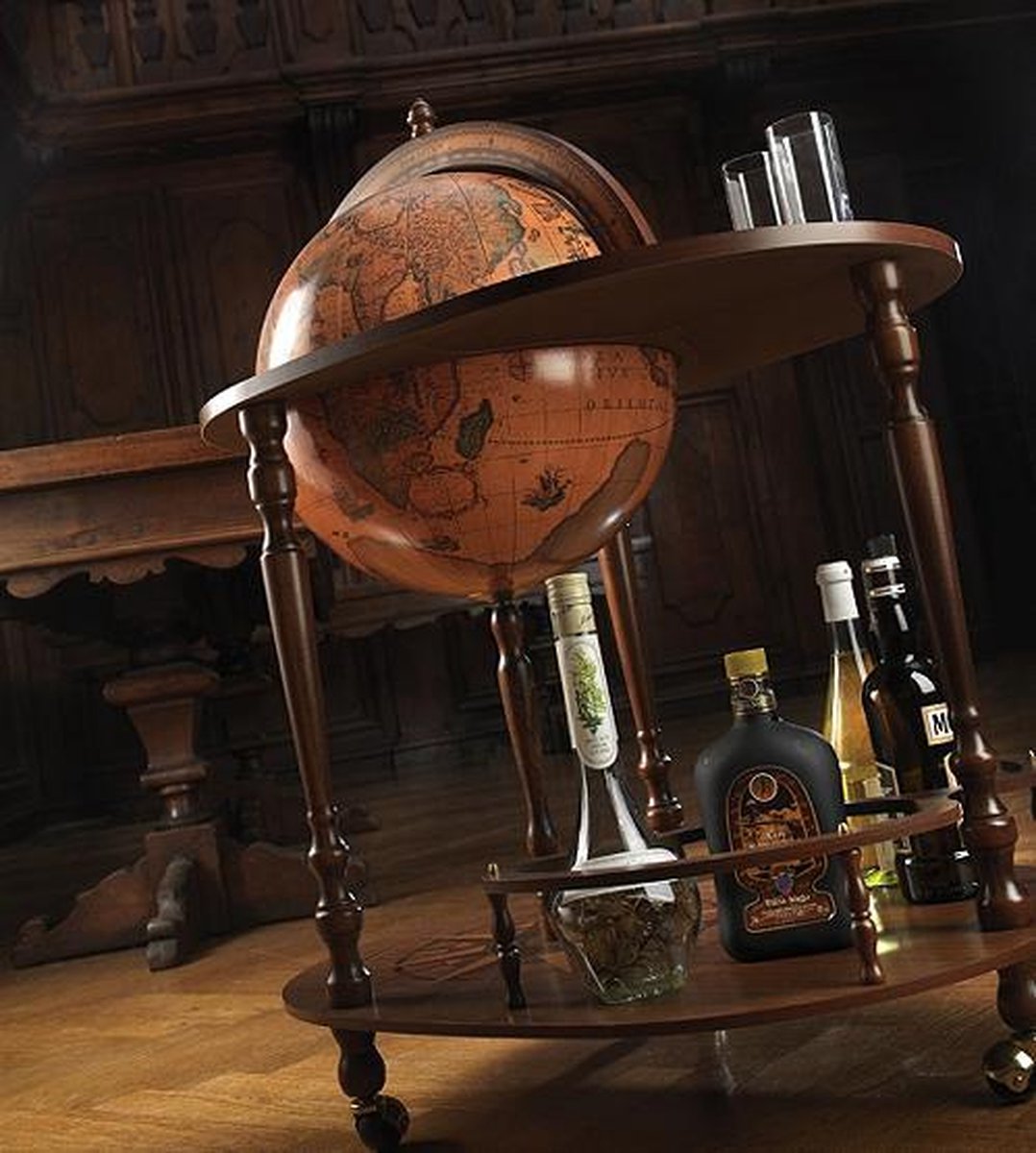 Laan Waterig Glad Houten globebar met serveertafel - Giasone - drank wereldbol - ∅40 cm |  bol.com