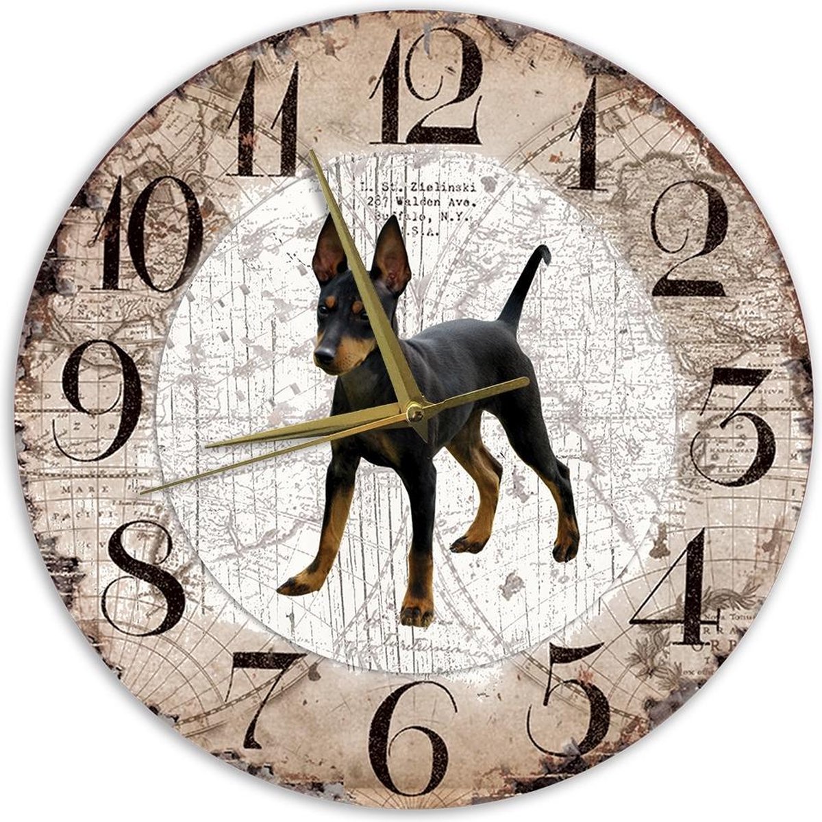 Houten Klok - 30cm - Hond - Doberman Pinscher