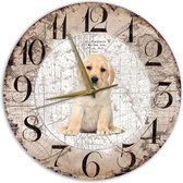 Houten Klok - 30cm - Hond - Labrador Pup