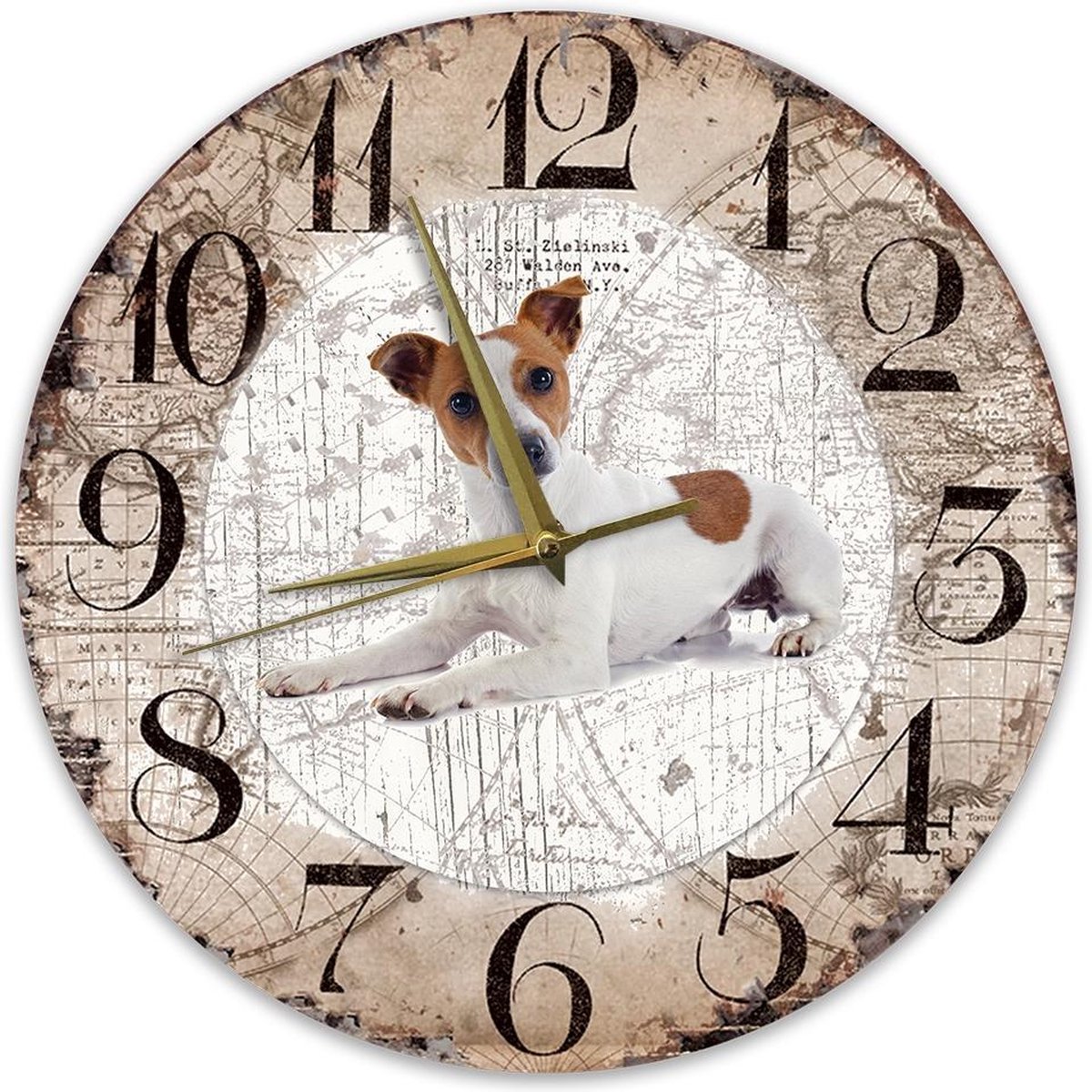 Houten Klok - 30cm - Hond - Jack Russel