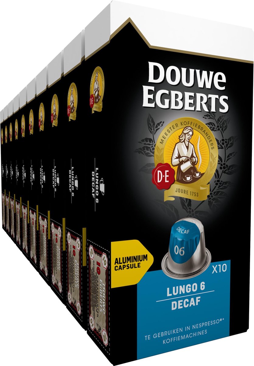 Douwe Egberts Lungo Decaf Koffiecups - Intensiteit 6/12 - 10 x 10 capsules - Douwe Egberts