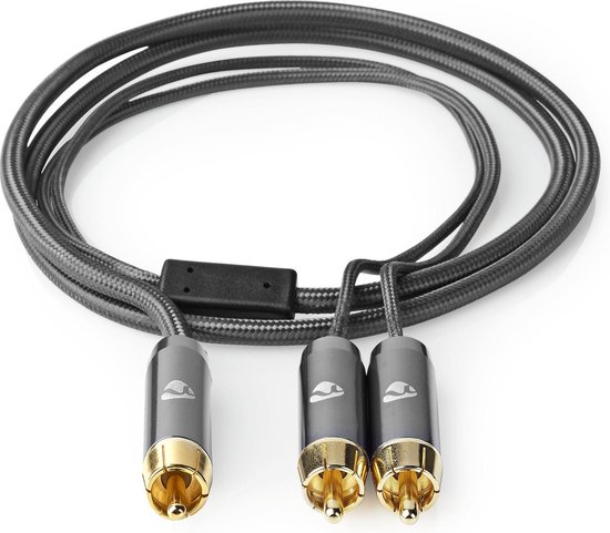 Nedis Subwoofer-Kabel - RCA Male - 2x RCA Male - Verguld - 3.00 m - Rond - 4.5 mm - Grijs / Gun Metal Grijs - Cover Window Box