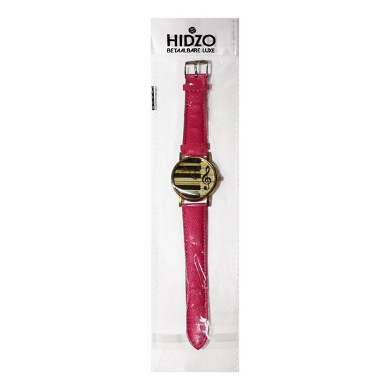 Hidzo Horloge Piano - Ø 37 mm - Donker Roze - Kunststof