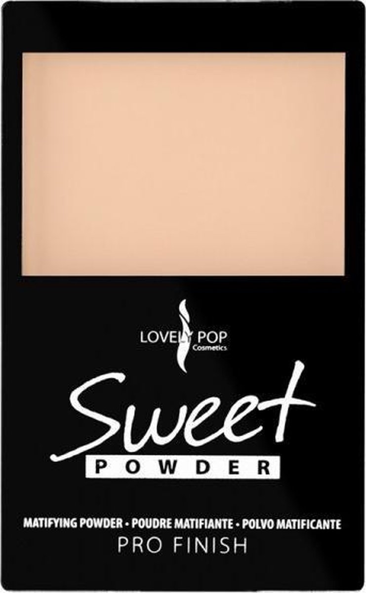 Lovely Pop Cosmetics - Sweet Powder / Matterende Poeder - Pro Finish - zeer lichte tint / bleek beige - lichte huid - nummer 01 - doosje met spiegel en applicator