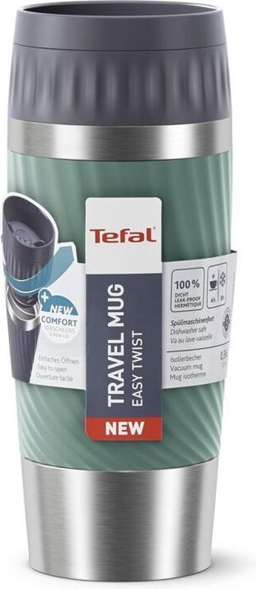 Tefal Travel Mug Easy Twist Thermobeker - Groen - 0,36 liter | bol.com