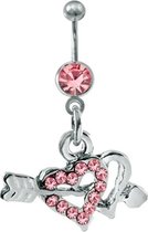 Fako Bijoux® - Navelpiercing - Hart - Cupido - Roze