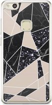 Casimoda® hoesje - Geschikt voor Huawei P10 Lite - Abstract Painted - Siliconen/TPU - Soft Case - Zwart - Geometrisch patroon