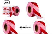 4x rouleau de ruban barrière rouge / blanc 500 mètres - suivre le ruban barrière accès interdit