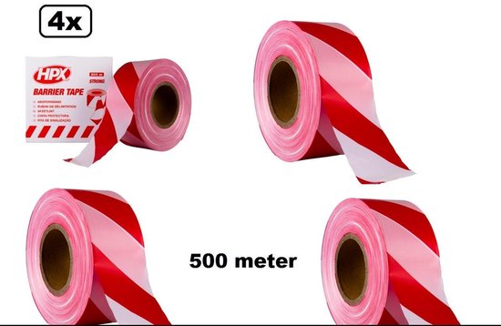 4x rouleau de ruban barrière rouge / blanc 500 mètres - suivre le ruban  barrière accès... | bol.com