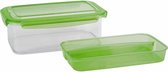 Lunchbox met (bestek) bakje - Groen - 1,9L - 24 x 15,2 x 8,8 cm - Voedselbewaar trommel/broodtrommel