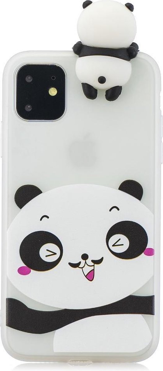 Softcase met schattige pandabeer cartoon voor iPhone 11 6.1 inch-Wit