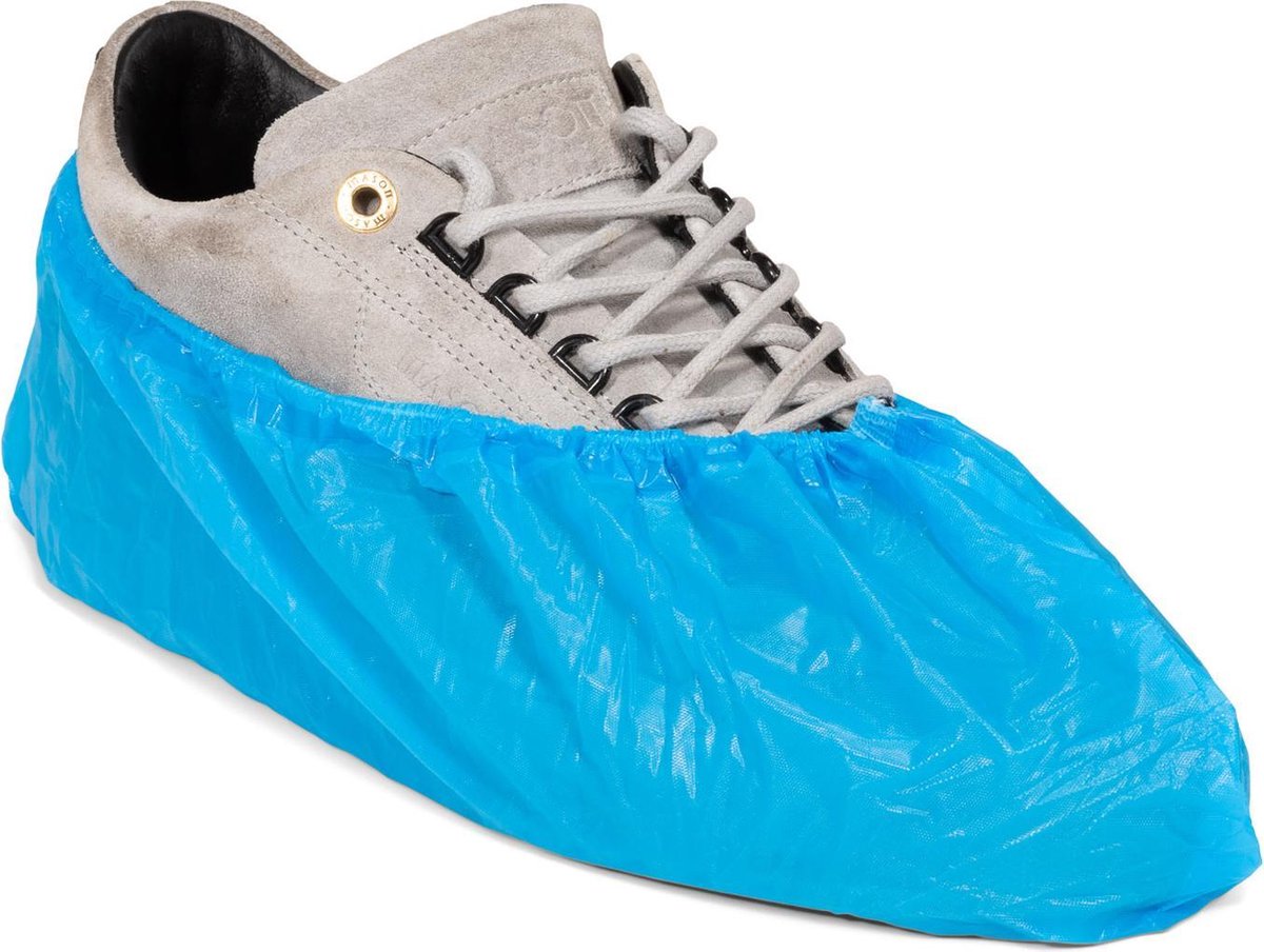 Couvre-chaussures jetables 2WINS - 100 pièces - imperméables - 25 microns -  bleu 
