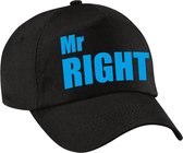 Mr Right pet / cap zwart met blauwe letters voor heren - verkleedpet / feestpet - vrijgezellenfeest