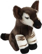 Pluche bruin/wit okapi knuffel 18 cm - Afrikaanse dieren knuffels - Speelgoed knuffeldieren/knuffelbeest voor kinderen