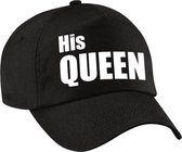 His Queen pet / cap zwart met witte letters voor dames - Koningsdag - verkleedpet / feestpet