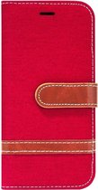 ADEL Kunstleren Book Case Portemonnee Pasjes Hoesje Geschikt voor iPhone 11 Pro - Rood Stoffen Design