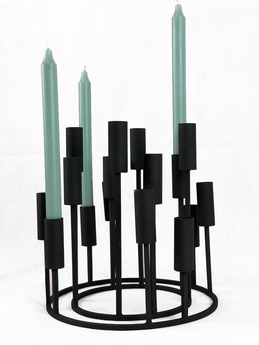 Kandelaar rond - zwart - 2-in-1 - 16 kaarsen | bol.com