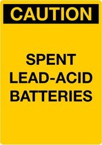 Sticker 'Caution: Spent lead acid batteries' 297 x 210 mm (A4)