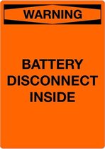 Sticker 'Warning: Battery disconnect inside' 210 x 148 mm (A5)