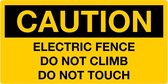 Sticker 'Caution: Electric fence do not climb and touch', 200 x 100 mm
