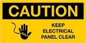 Sticker 'Caution: Keep electrical panel clear', 200 x 100 mm