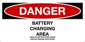 Sticker 'Danger: Battery charging area, risk of acid burn' 100 x 50 mm