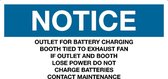 Sticker 'Notice: Outlet for battery charging' 150 x 75 mm